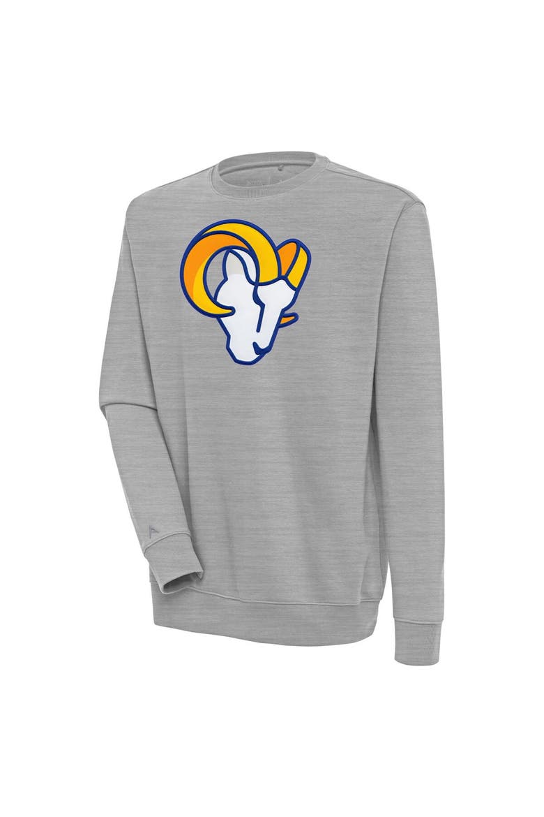 Men's Antigua  Heather Gray Los Angeles Rams Victory Pullover Sweatshirt, Alternate, color, Heather Gray
