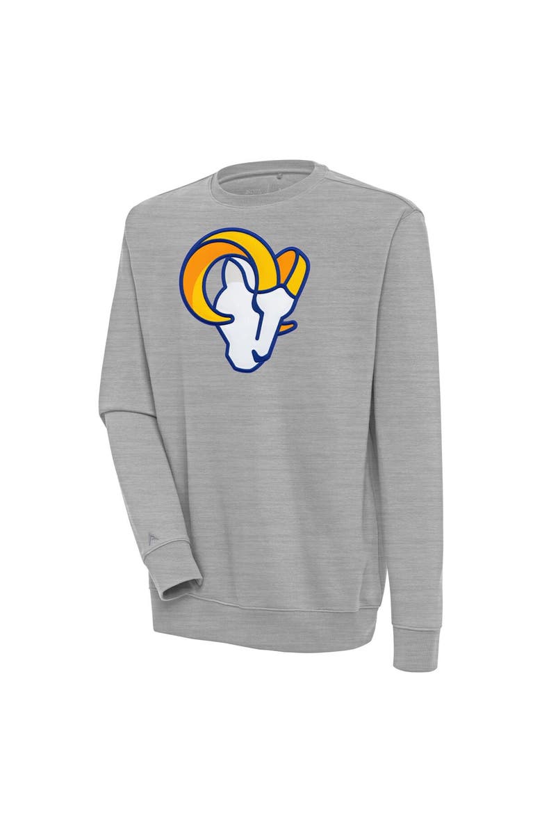 ANTIGUA Men's Antigua  Heather Gray Los Angeles Rams Victory Pullover Sweatshirt, Alternate, color, 