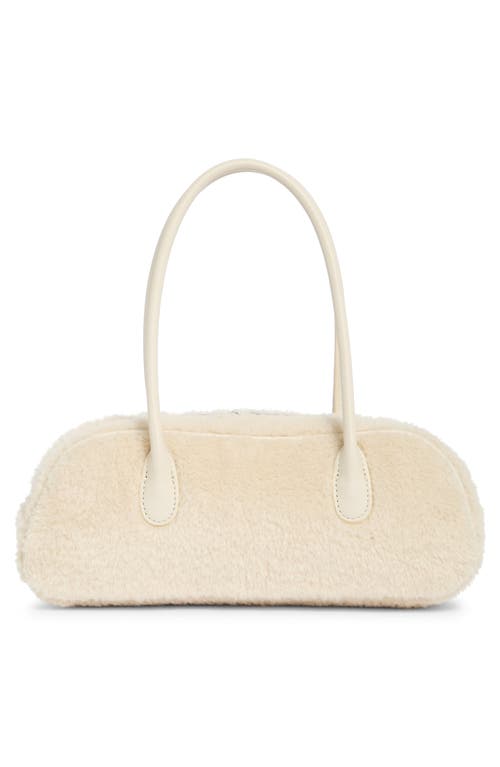 Bcbg Angled Faux Fur Shoulder Bag In Gray