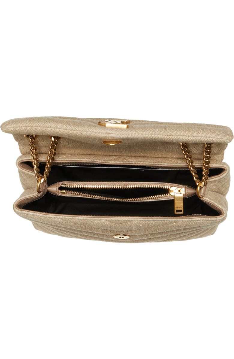 Saint Laurent Small Loulou Matelassé Linen Shoulder Bag, Alternate, color,