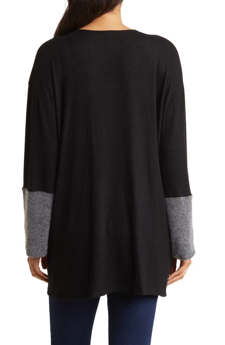 GO COUTURE Spring Colorblock Cardigan, Alternate, color, Black Print 1