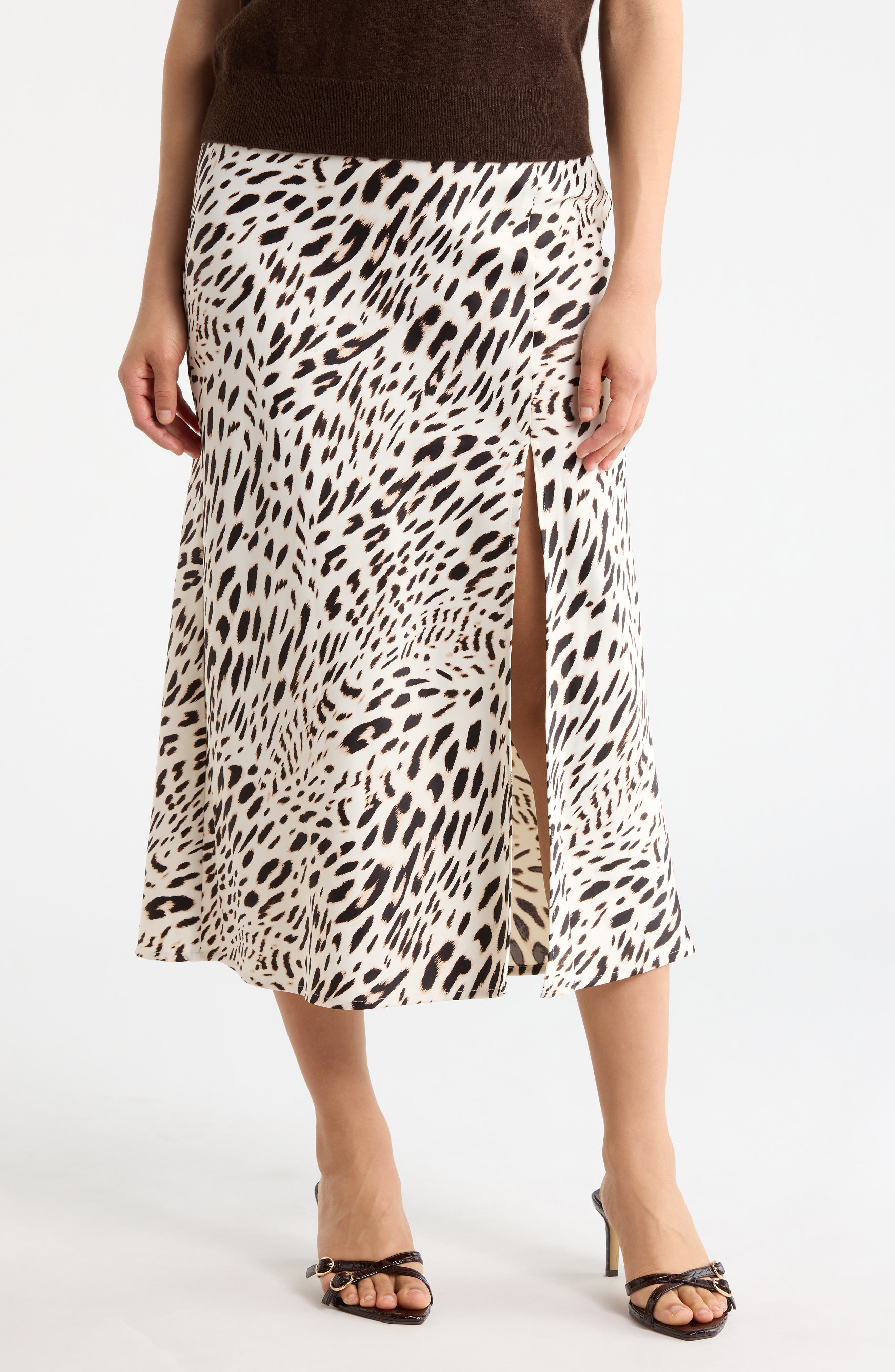 Sanctuary Front Slit Satin Skirt