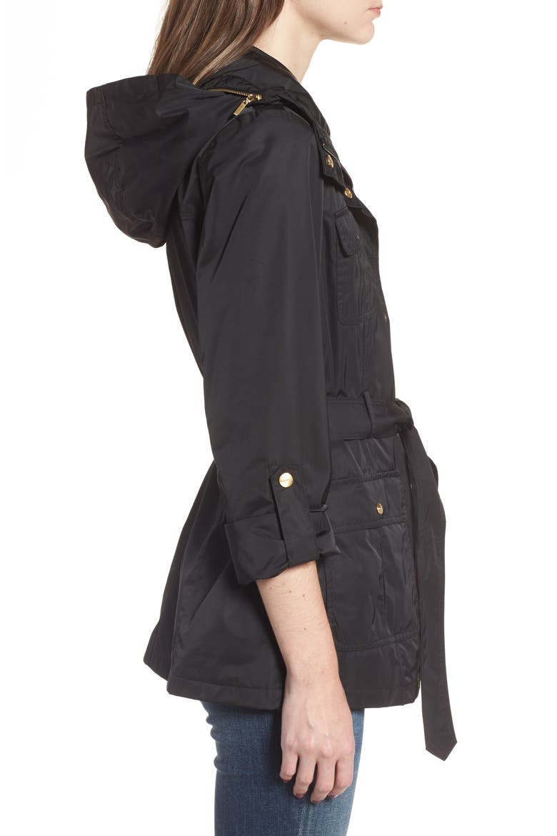 Techno Short Trench Coat, Alternate, color, BLACK