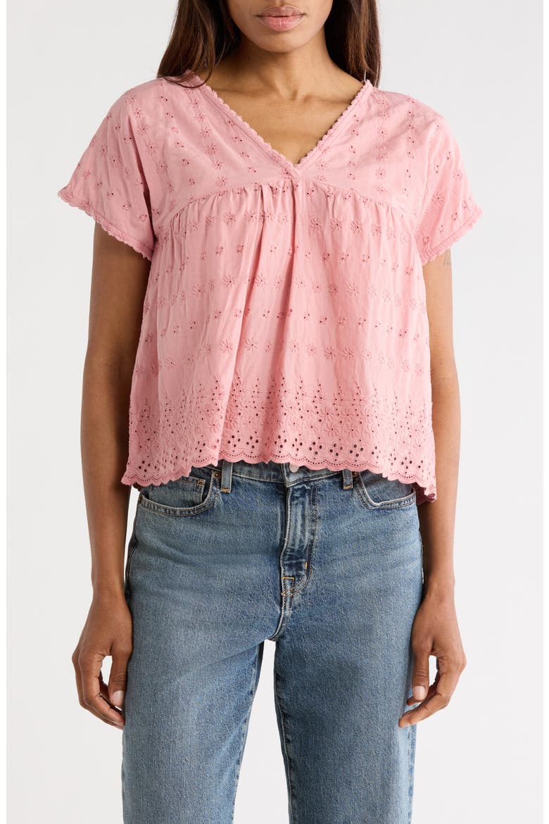 Eyelet Babydoll Top, Main, color, ROSE
