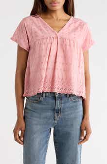 Lucky Brand Eyelet Babydoll Top