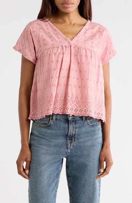 Lucky Brand Eyelet Babydoll Top