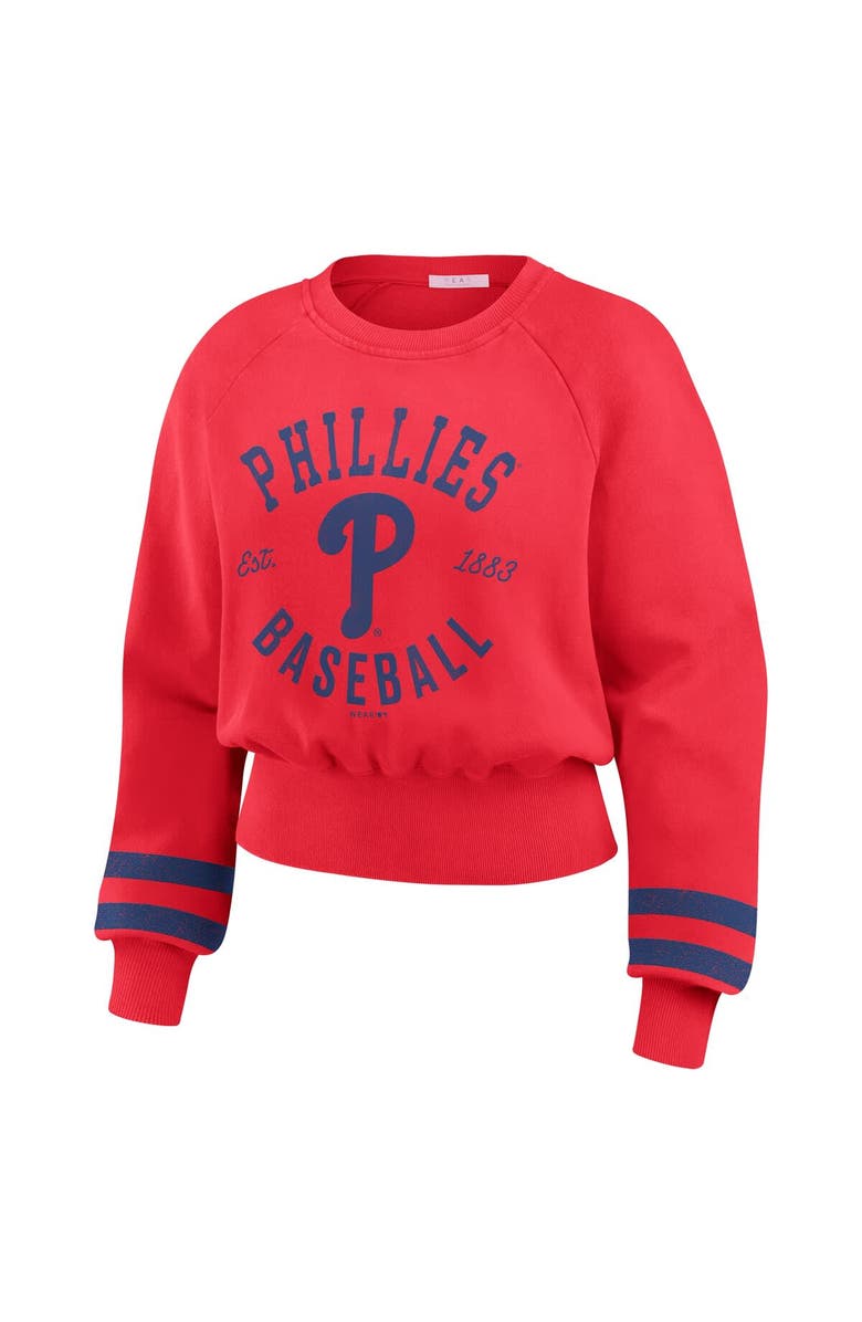WEAR by Erin Andrews Women's WEAR by Erin Andrews Red Philadelphia Phillies Vintage Washed Cropped Pullover Sweatshirt, Alternate, color, Red