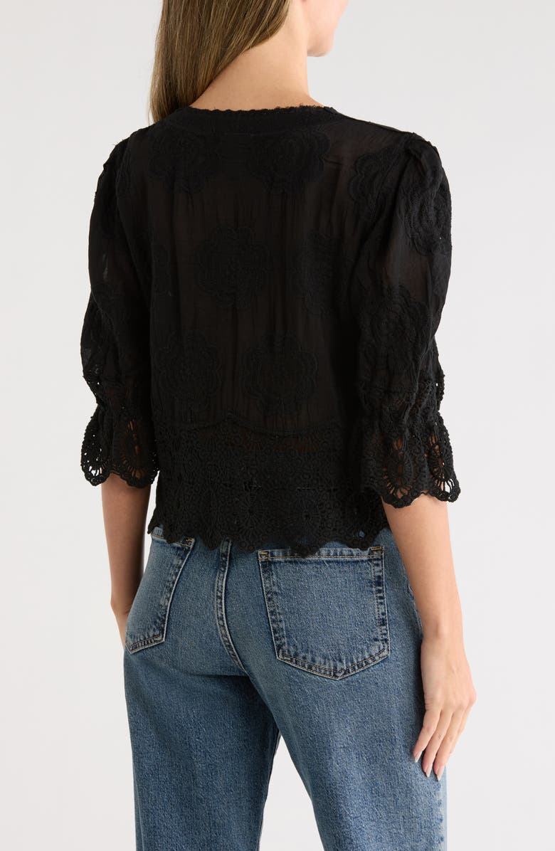 Forgotten Grace Long Sleeve Embroidered Button-Up Shirt, Alternate, color, Black