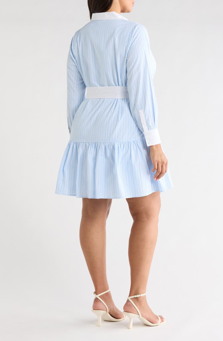 SUGARLIPS Stripe Contrast Trim Long Sleeve Shirtdress, Alternate, color, Blue-White-Stripe