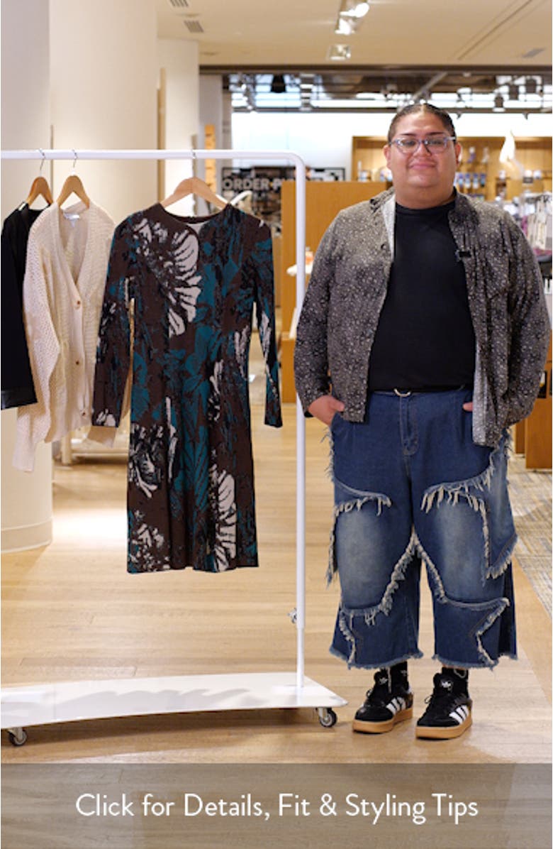 Floral Jacquard Long Sleeve Knit Dress, sales video thumbnail