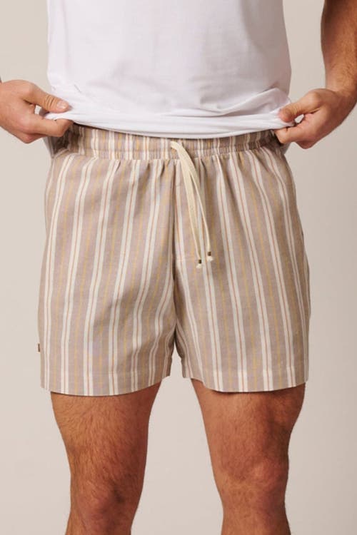 Leisure Lab Laguna Shorts In Beige Stripes