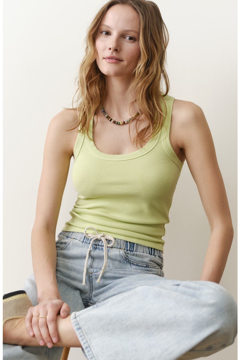 Lexi Scoop Neck Rib Tank, Alternate, color, FADED LIME