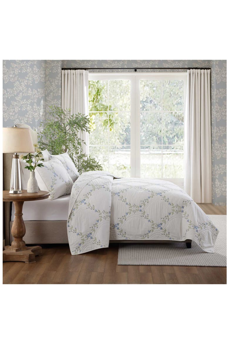 Cotton 3-Piece Quilt & Sham Set, Alternate, color, BLUE/ GREEN