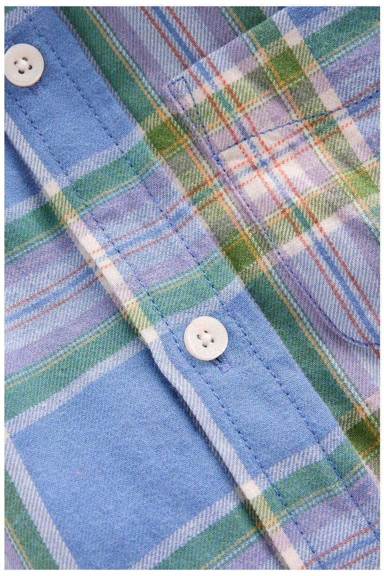Kids' Plaid Cotton Flannel Button-Up Shirt, Alternate, color, BLUE AND PURPLE CHECK