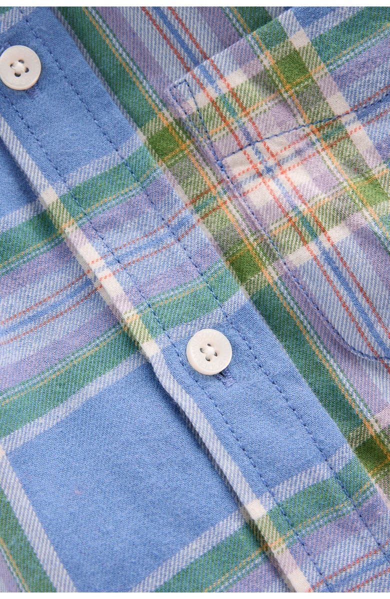 Mini Boden Kids' Plaid Cotton Flannel Button-Up Shirt, Alternate, color, Blue And Purple Check