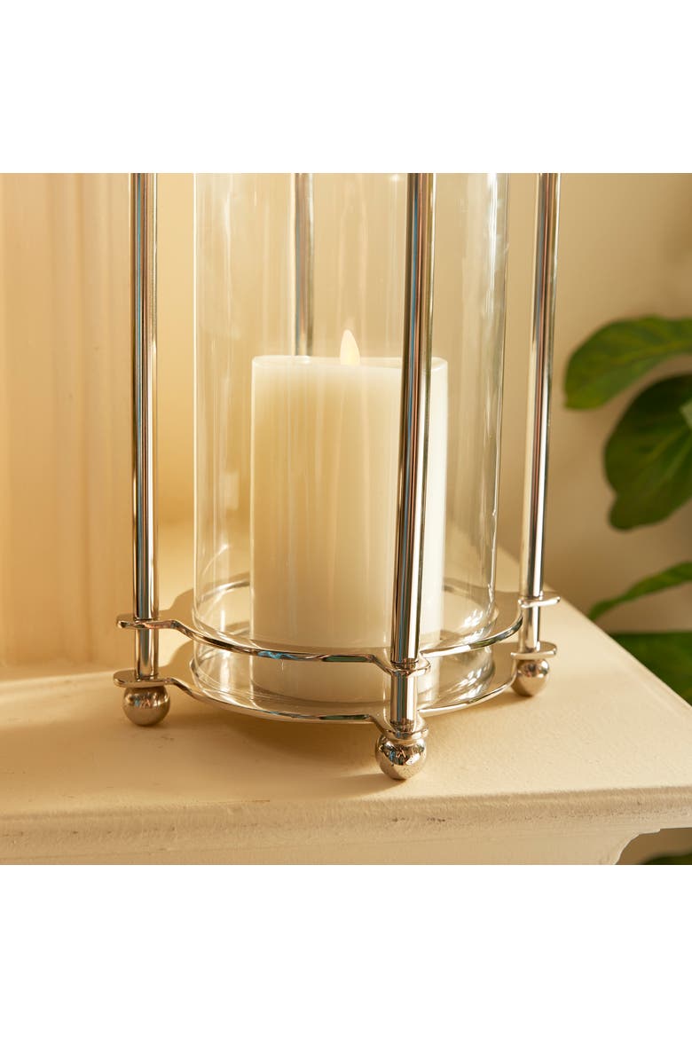 Lauren Chrome Silver Hurricane Glass Candle Holder, Alternate, color, Gold
