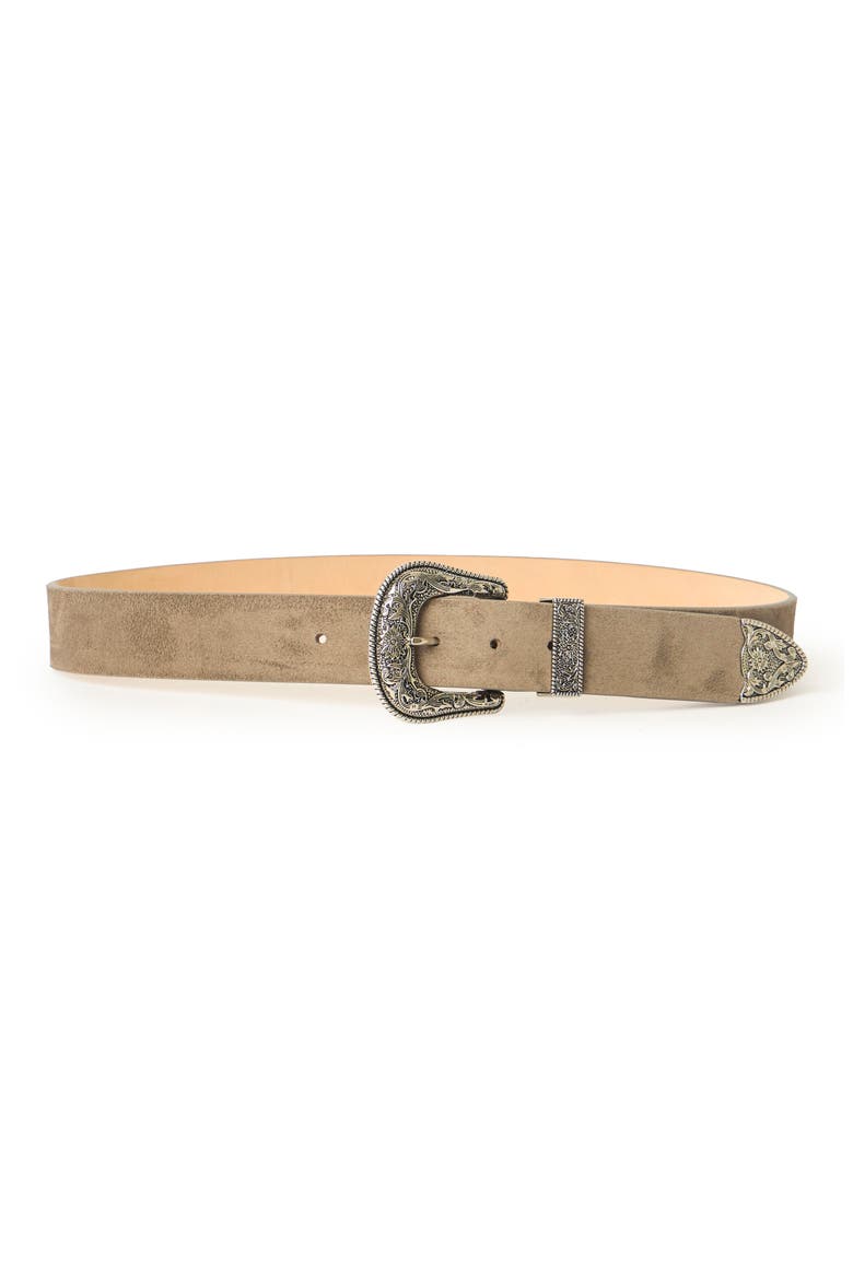 Frank Suede Western Belt, Main, color, ELEPHANT SILVER