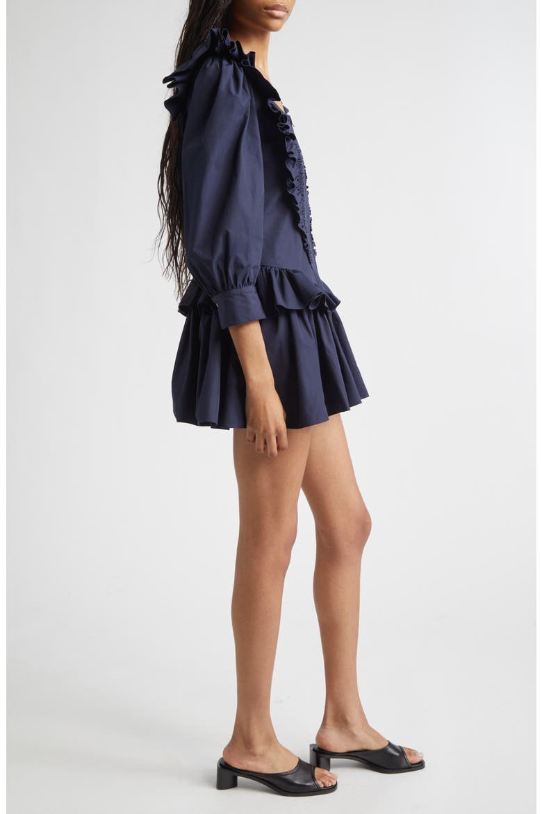 Callie Ruffle Cotton Poplin Minidress, Alternate, color, NAVY