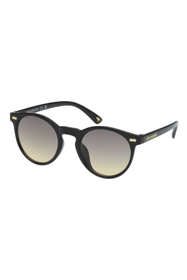 Kids' Gradient Round Sunglasses, Alternate, color, SHINY BLACK / GRADIENT SMOKE