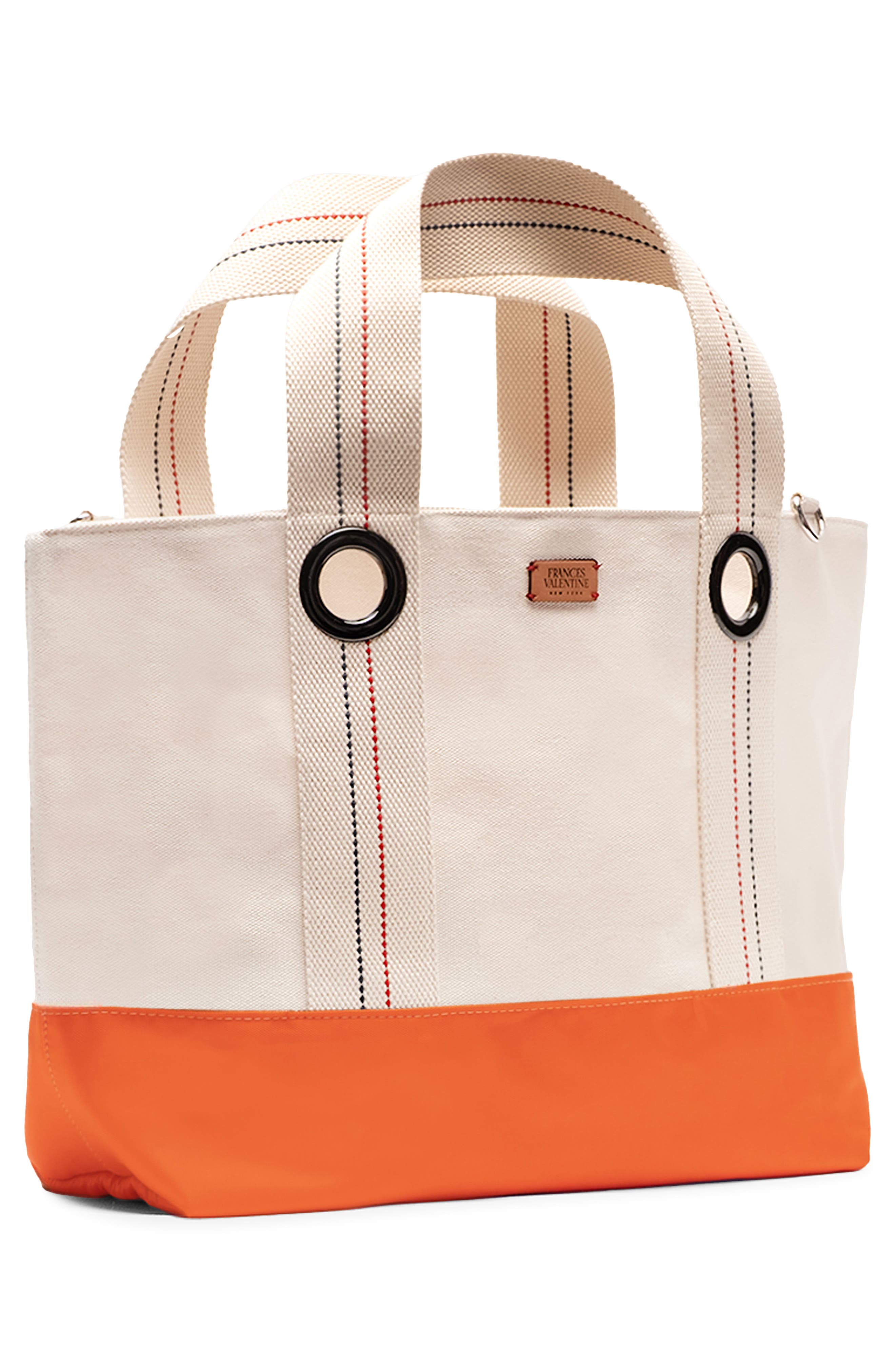 Frances Valentine Summer Cotton Canvas Tote, Alternate, color, Natural/ Orange