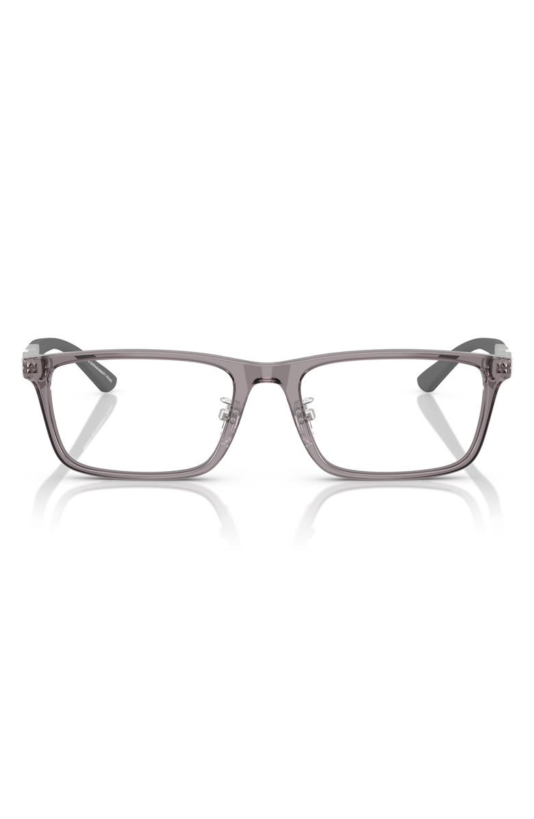 Emporio Armani 55mm Rectangle Optical Glasses, Main, color, Shiny Grey / Demo Lens