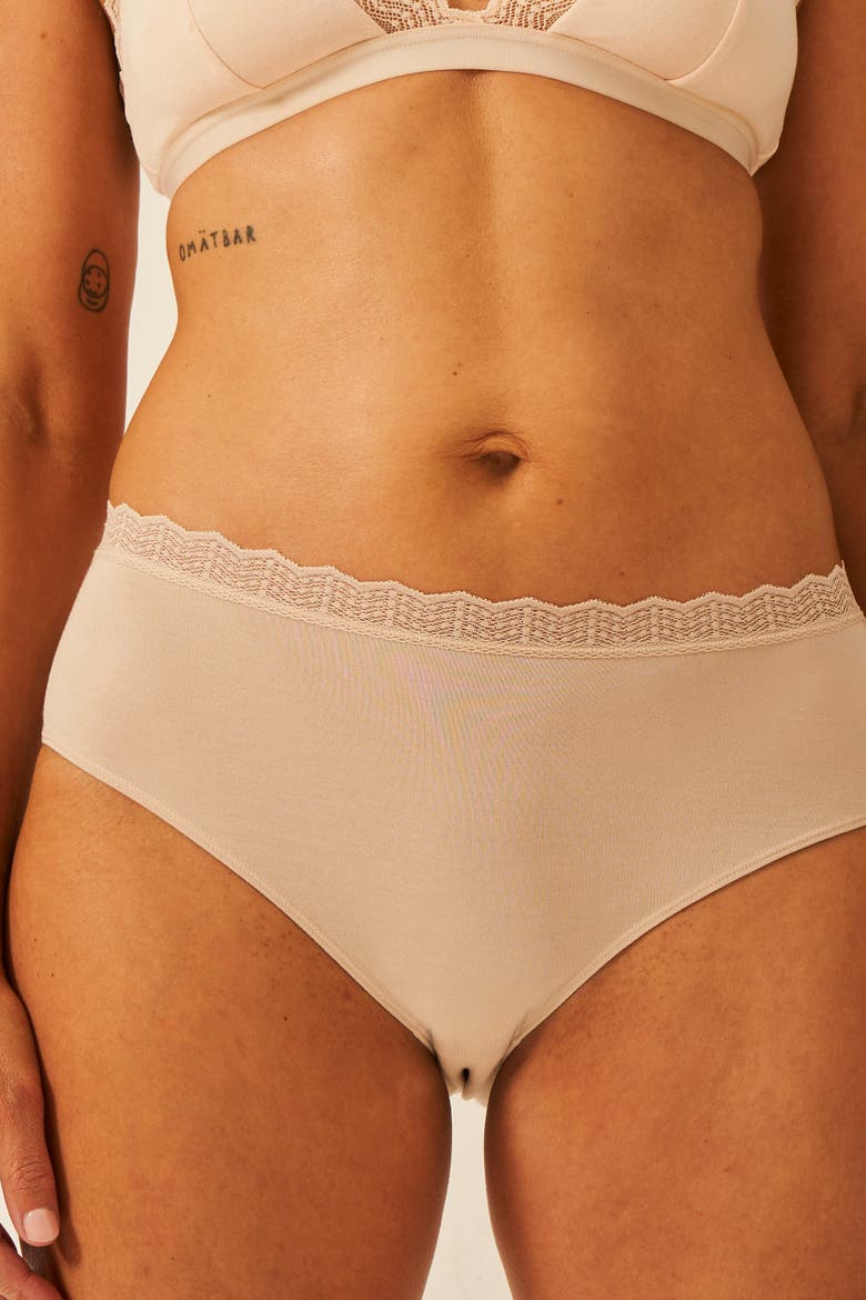 Zig Zag Lace High Rise Knicker Four Pack, Alternate, color, Sand Essentials