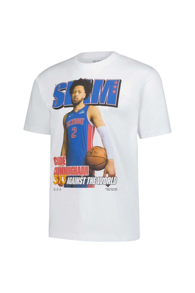Unisex SLAM Cade Cunningham White Detroit Pistons April/May 2025 Cover Graphic T-Shirt, Alternate, color, White