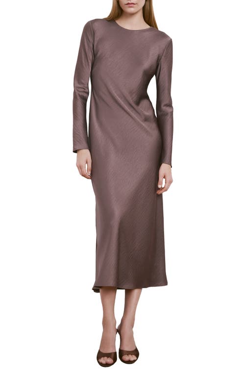 MANGO Long Sleeve Textured Satin Midi Dress in Light/pastel Purple at Nordstrom, Size 4