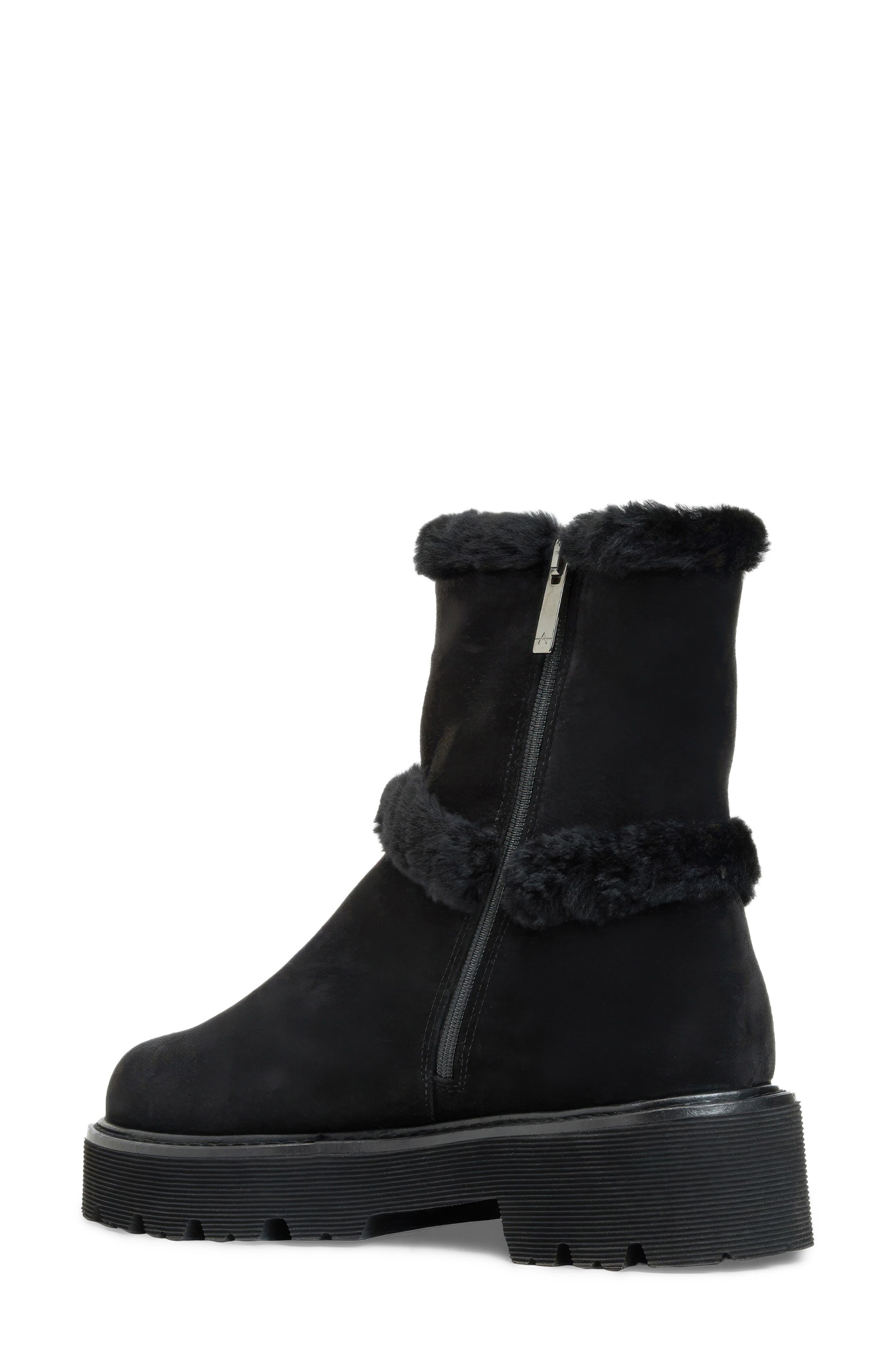 Ella Genuine Shearling Waterproof Boot, Alternate, color, BLACK SUEDE