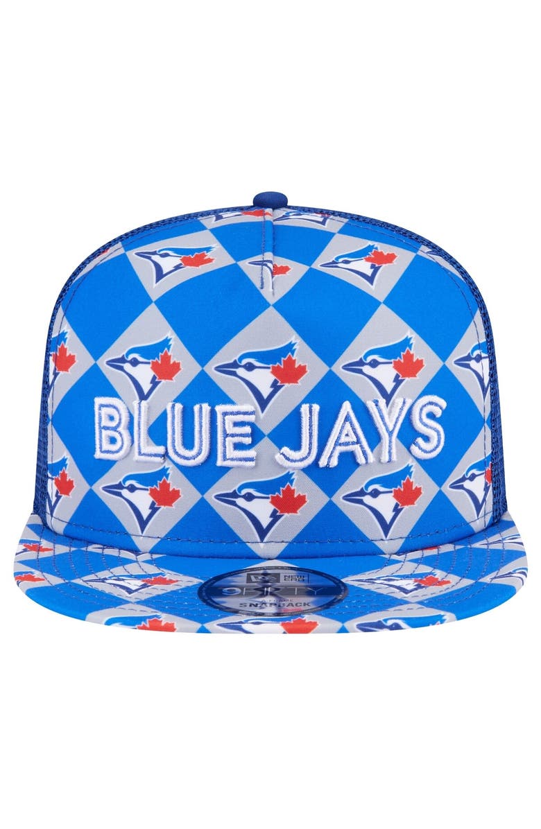 New Era Men's New Era Royal Toronto Blue Jays Seeing Diamonds A-Frame Trucker 9FIFTY Snapback Hat, Alternate, color, Royal