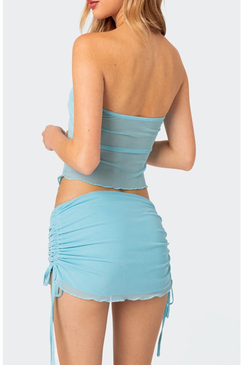 Joy Asymmetric Mesh Tube Top, Alternate, color, TURQUOISE