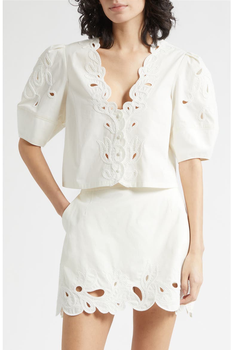 Paisley Bloom Embellished Bellara Top, Main, color, CREAM/WHITE