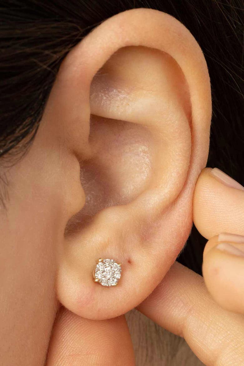 14K Gold Blossom Diamond Studs, Alternate, color, Yellow Gold - Diamonds