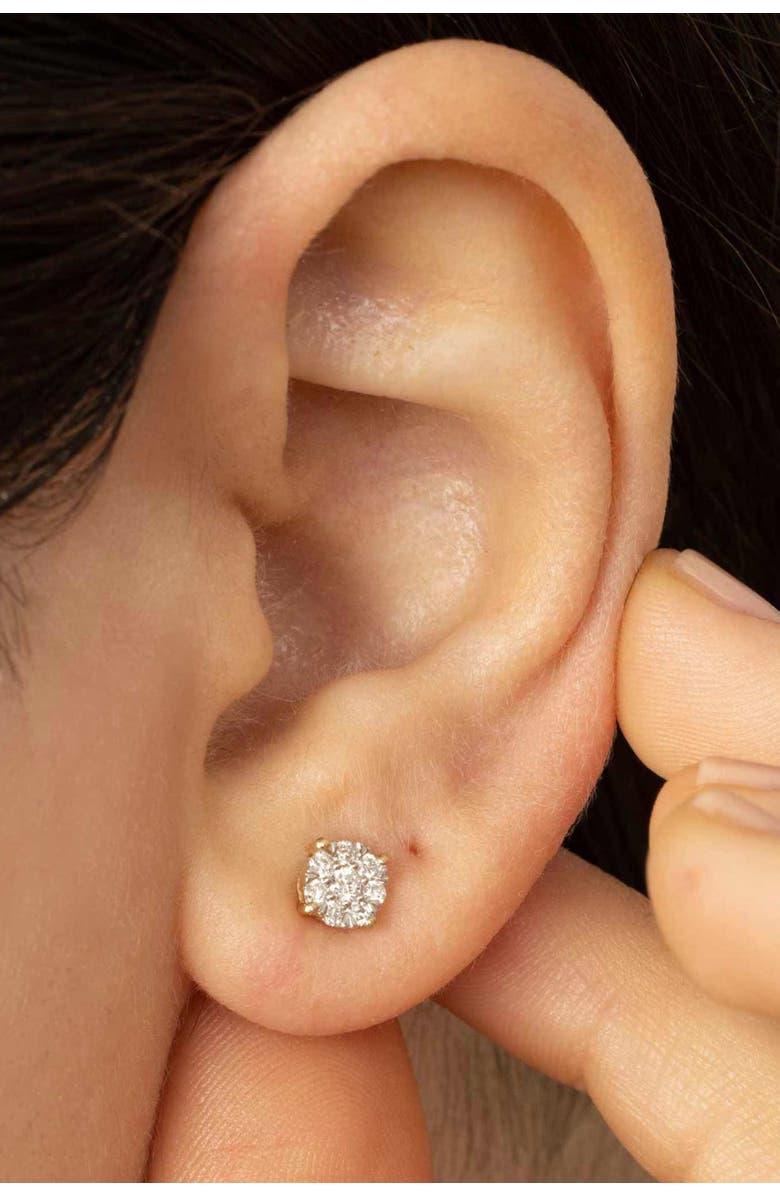 Oradina 14K Gold Blossom Diamond Studs, Alternate, color, White Gold - Diamonds