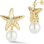 CHLOE AND MADISON Starfish Imitation Pearl Drop Earrings