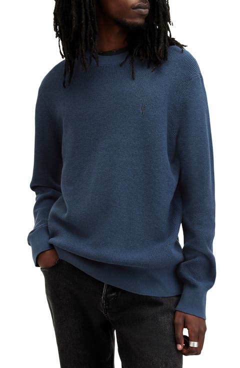 Oversize Cotton & Wool Waffle Crewneck Sweater