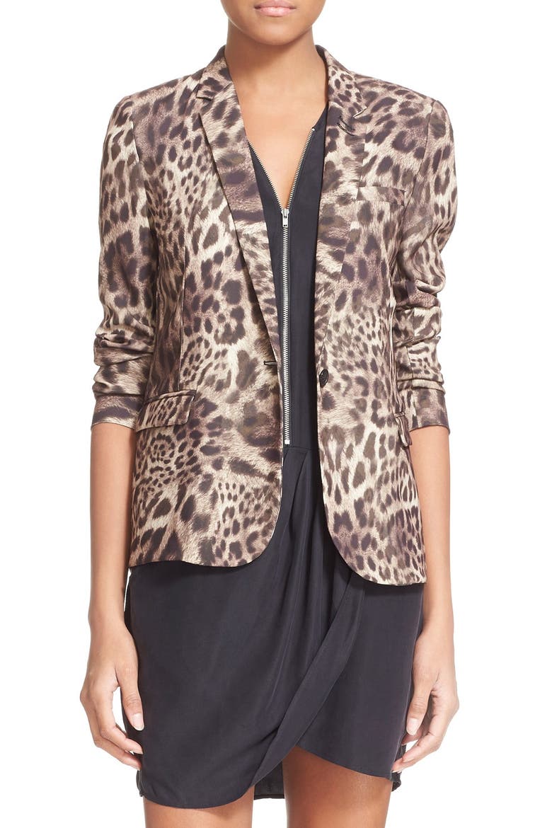 Leopard Print Crepe Blazer, Main, color, LEOPARD
