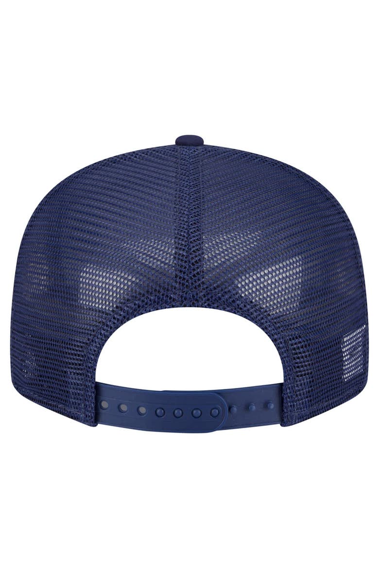 Men's New Era Navy Navy Midshipmen Split Panel 9FIFTY Snapback Trucker Hat, Alternate, color, Navy