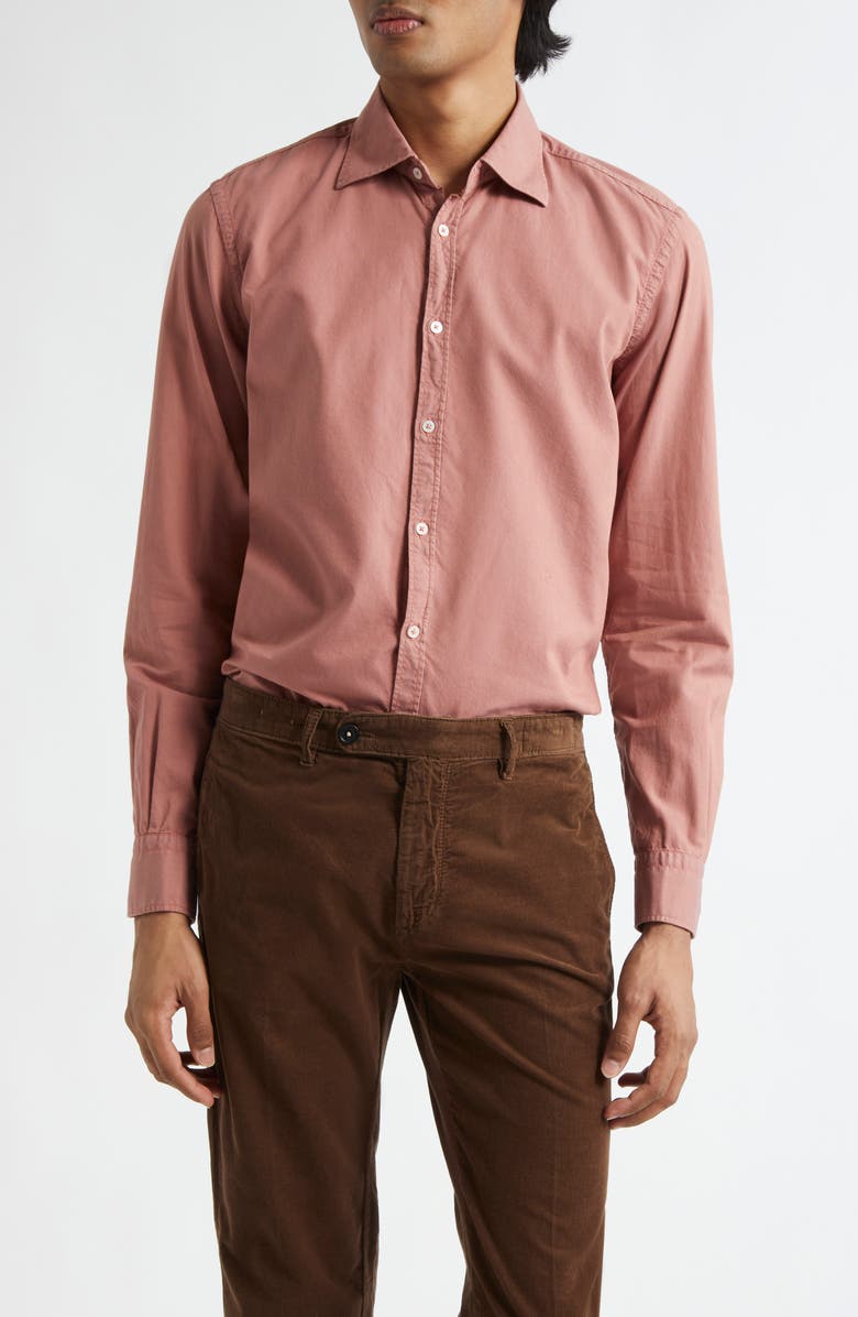 Massimo Alba Classic Cotton Button-Up Shirt, Main, color, Coral