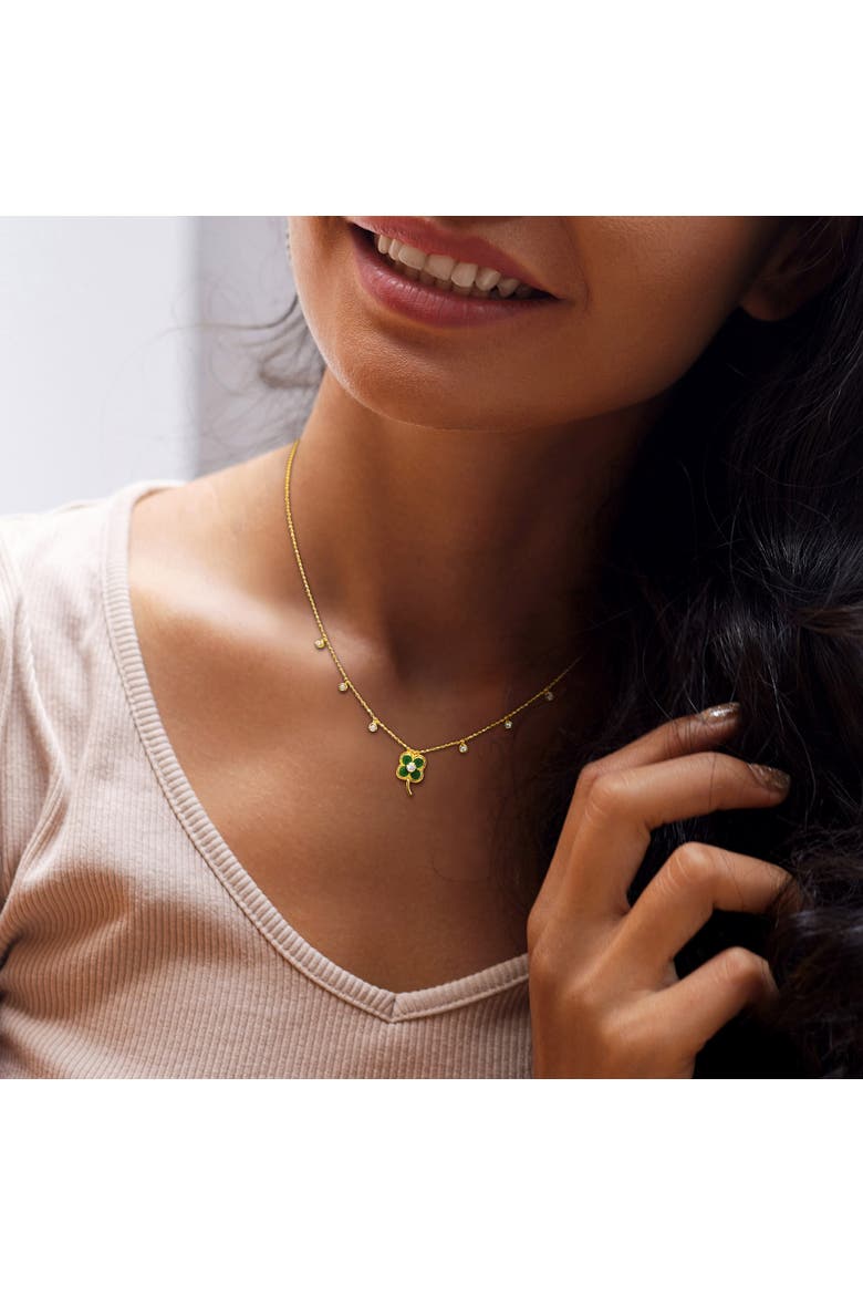 Diamond Symbol Station Necklace 14k Gold, Alternate, color, Clover