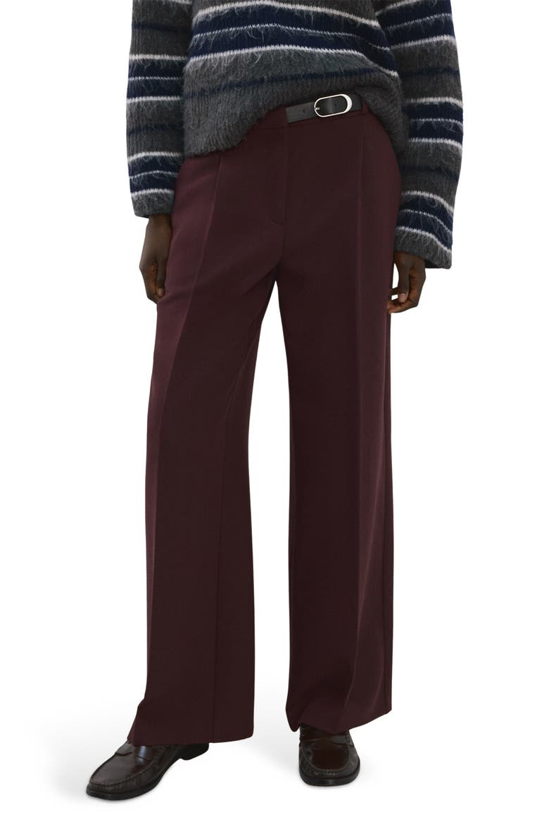 Mid Rise Straight Leg Belt Pants, Main, color, WINE