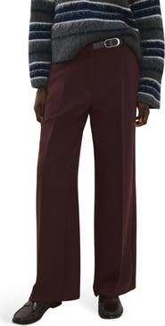 MANGO Mid Rise Straight Leg Belt Pants