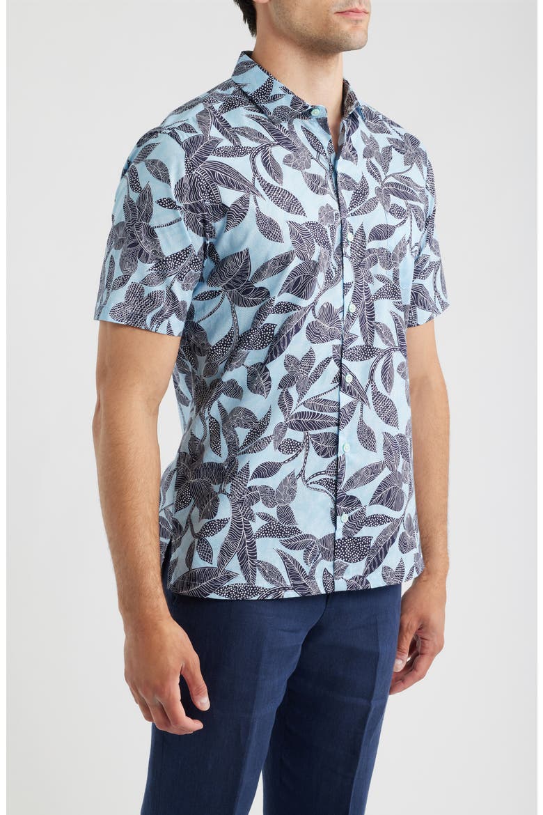Branching Out Short Sleeve Button-Up Shirt, Alternate, color, SKY BLUE