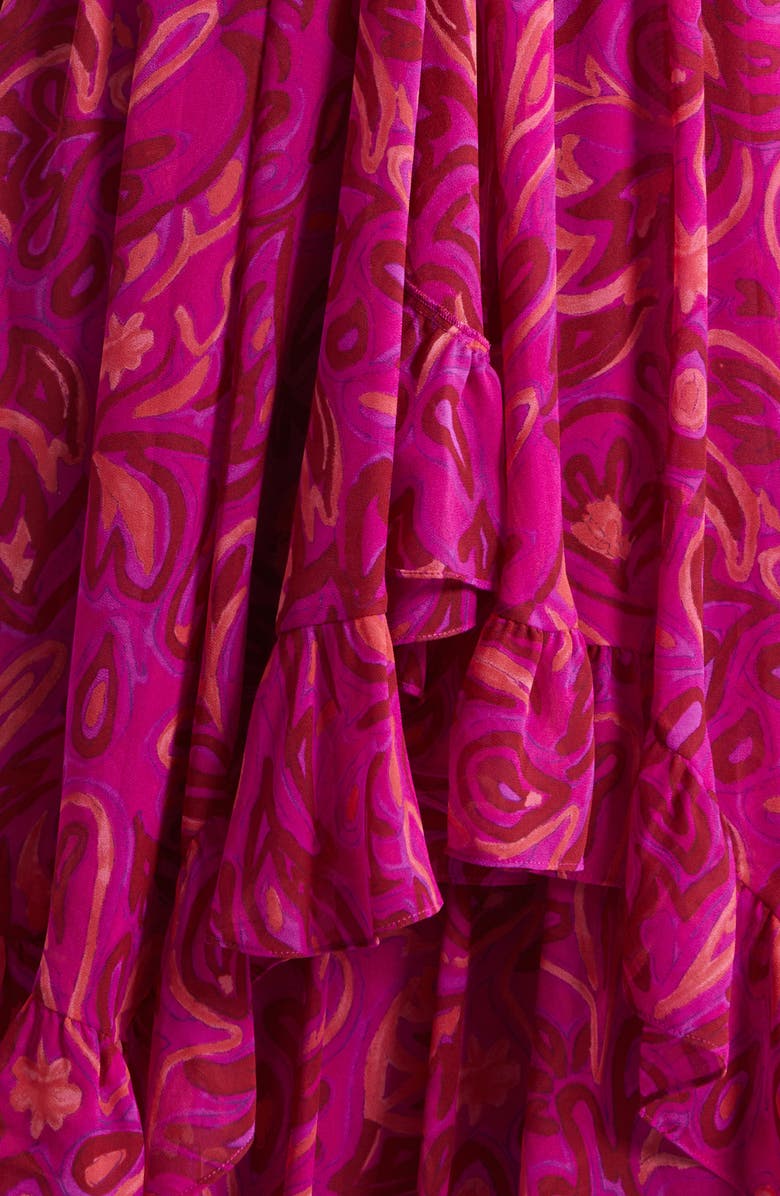 Cinq à Sept Anahi Paisley Bloom Ruffle Maxi Dress, Alternate, color, Purple Garnet Multi