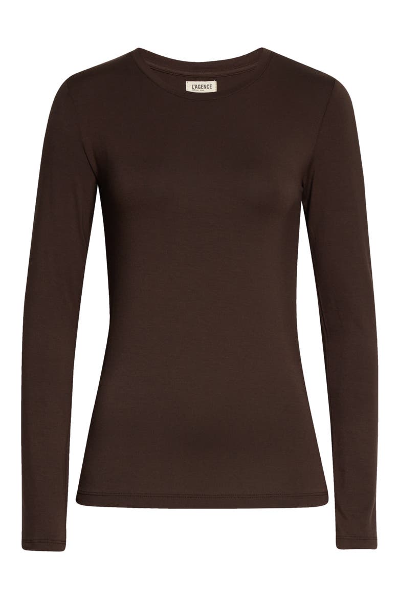Tess Long Sleeve Stretch Jersey Top, Alternate, color, ESPRESSO