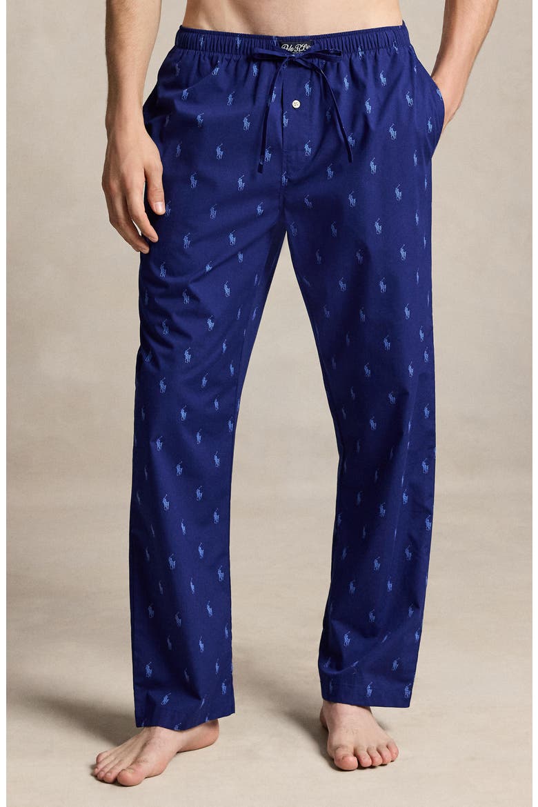 Pony Print Cotton Pajama Pants, Alternate, color, FALL ROYAL/ BLUE FLOWER AOPP