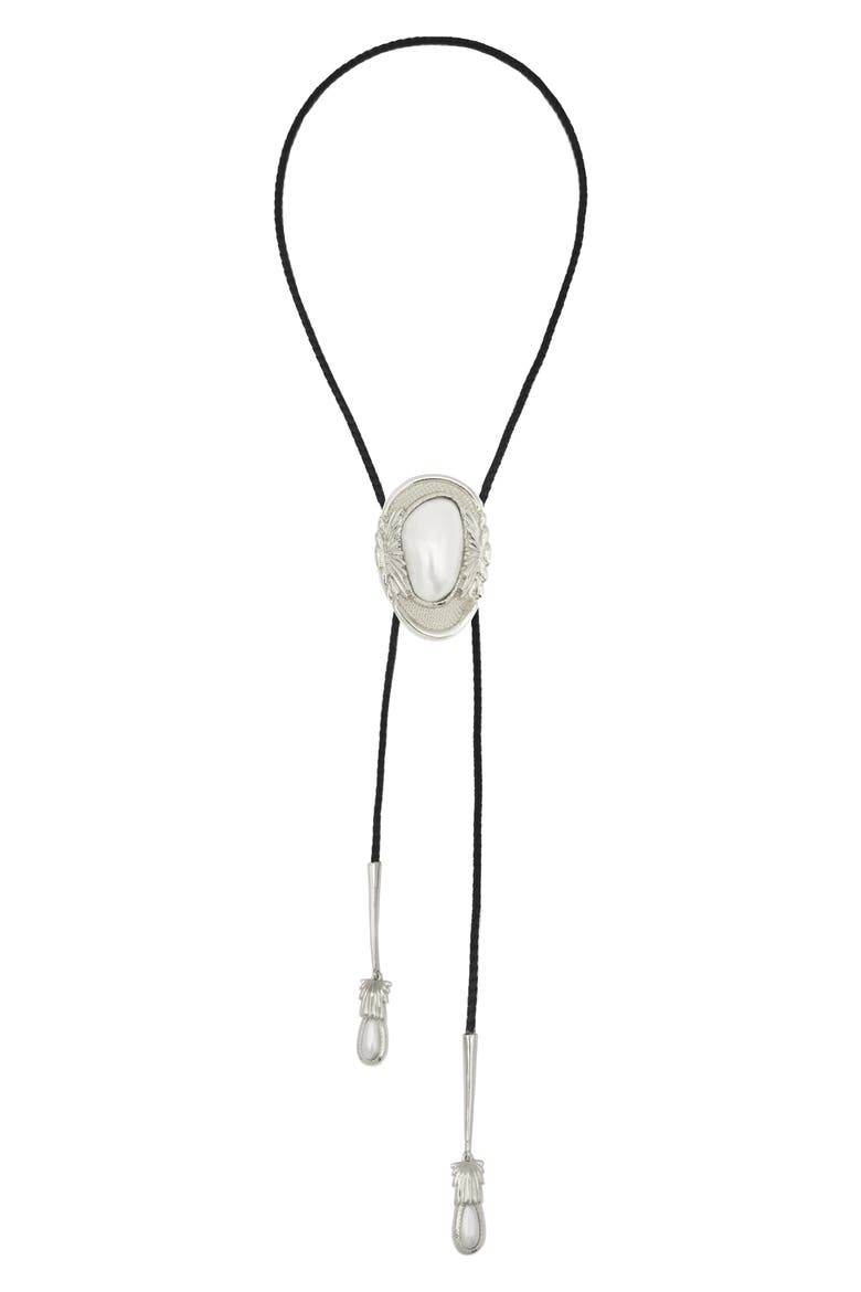 Dolly Bolo Tie Necklace, Main, color, SILVER