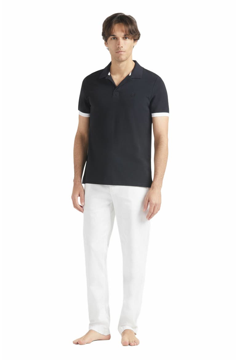 Men's Solid Cotton Polo, Main, color, NOIR