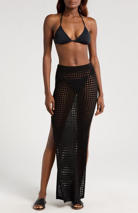 Open Stitch Cover-Up Midi Skirt