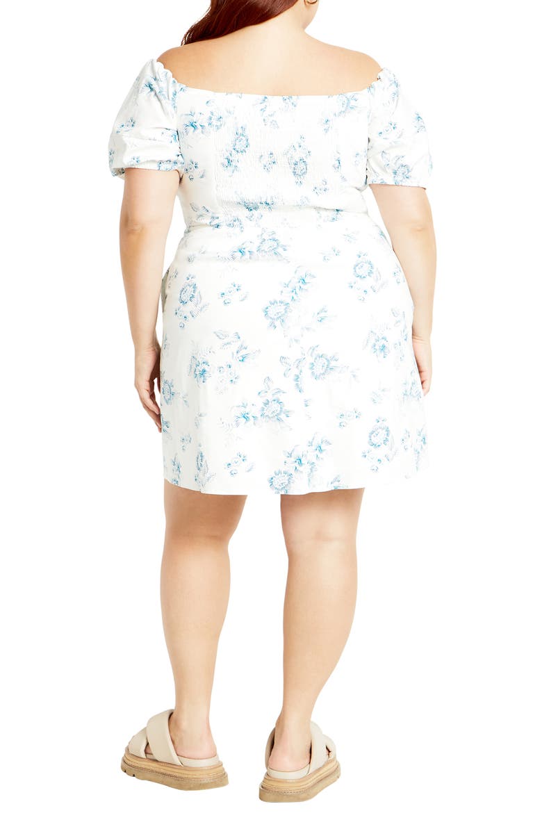 Martine Floral Off the Shoulder Stretch Cotton Minidress, Alternate, color, ETCHED BUD